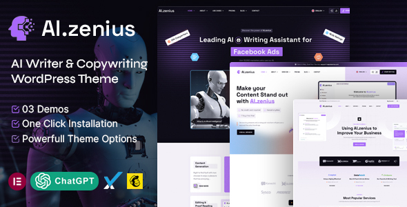 Ai Zenius – AI Writer & Copywriting WordPress Theme Nulled