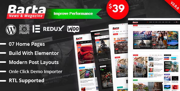 Barta – News & Magazine WordPress Theme Nulled