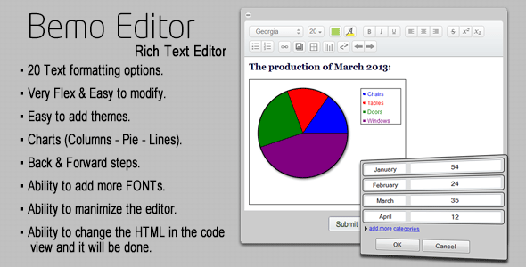 Bemo Editor – Rich Text Editor with Charts — javascript preview