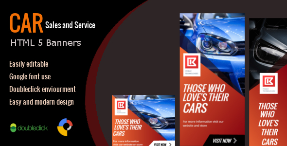 Car Sales and Service – HTML Animated Banner 01 — Ad Templates preview