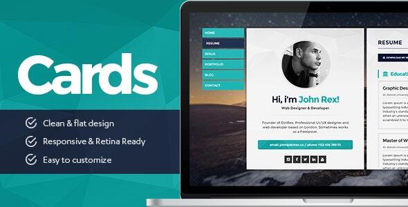 Cards – Resume & Portfolio WordPress Theme Nulled