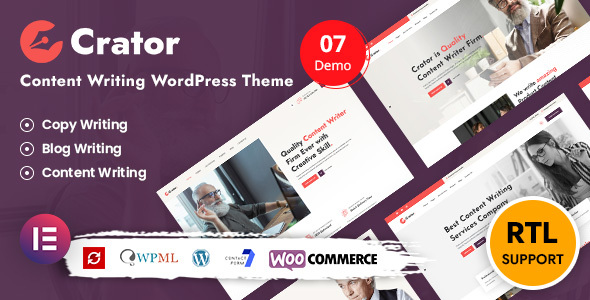 Crator – Content Writer & Copywriting WordPress Theme Nulled