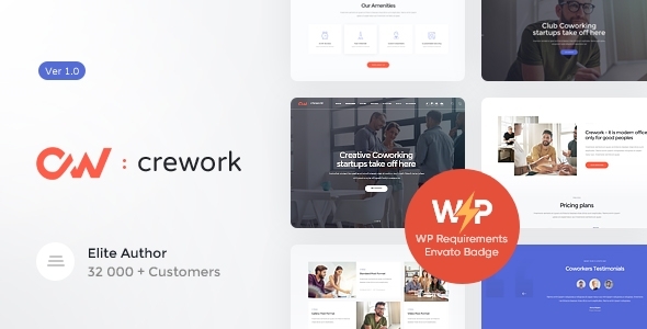Crework | Coworking and Creative Space WordPress Theme Nulled