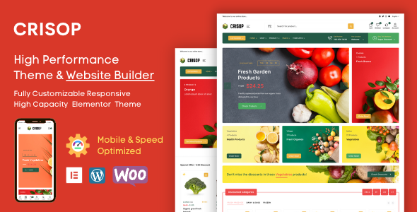 Crisop – Grocery & Organic Food Shop Elementor WooCommerce Theme Nulled