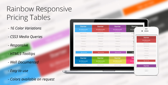 CSS3: Rainbow Responsive Price Tables Nulled