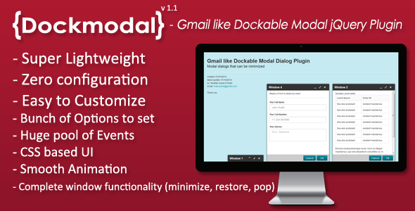 Dockmodal -Gmail like Dockable Modal Dialog Plugin Nulled