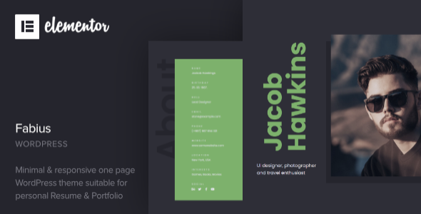 Fabius – One Page Resume WordPress Theme Nulled
