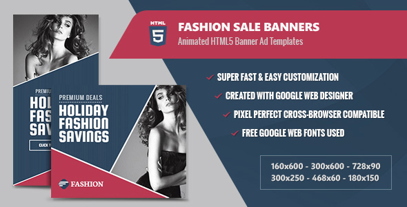 Fashion Sale Banners – HTML5 Animated GWD Nulled