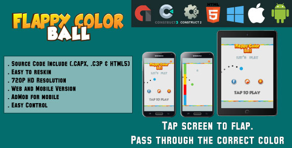 Flappy Color Ball – HTML5 Game – Web & Mobile + AdMob (CAPX, C3p and HTML5) Nulled
