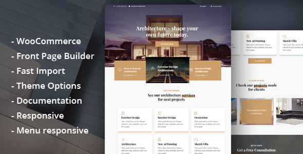 Glauss – Architecture & Creative Design WordPress Theme Nulled