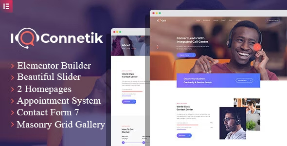 IQconnetik – Modern Call Center WordPress theme Nulled