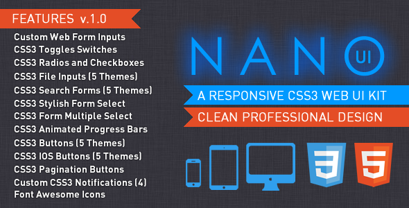 NANO UI – CSS3 Web Elements UI Kit — css preview