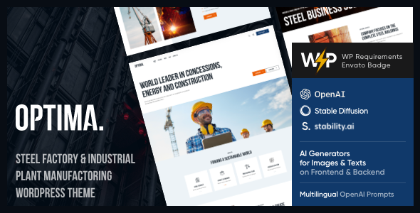 Optima | Steel Factory & Industrial Plant WordPress Theme Nulled