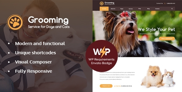 Pets Grooming – Veterinary + Shop WordPress Theme Nulled