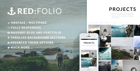 Redfolio – a Responsive OnePage WordPress Theme Nulled