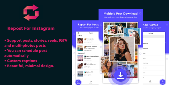 Repost For Instagram – FastSave | SWIFT | ADMOB | Ready To Submit — Ios preview