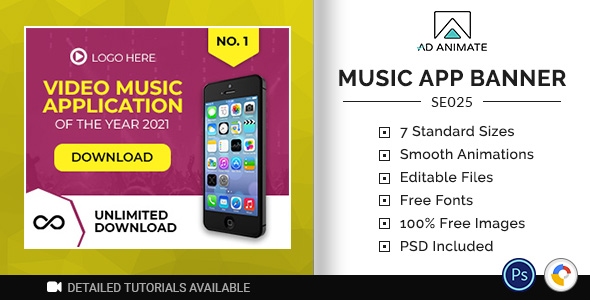 Shopping & E-commerce | Music App Banner (SE025) Nulled