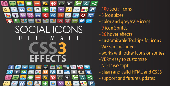 Social Icons – Ultimate CSS3 Effects