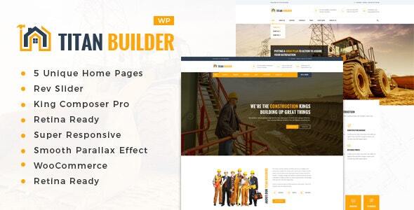 Titan Builders : Construction WordPress Theme Nulled