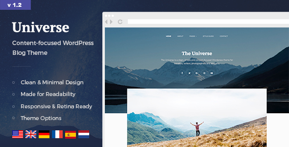 Universe – Clean & Minimal WordPress Blog Theme Nulled