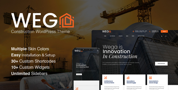 Wega – Construction WordPress Theme Nulled