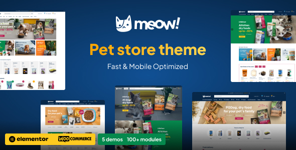 Meow! – Pet Care & Pet Shop Elementor WordPress WooCommerce Theme 2.6