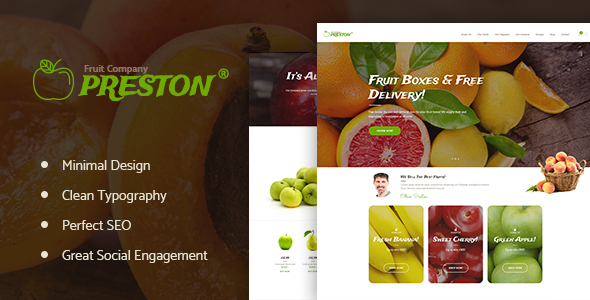 Preston 1.1.10 – Fruit Company & Organic Farming WordPress Theme