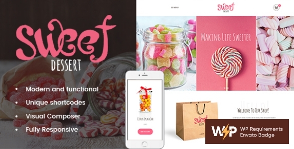 Sweet Dessert | Candy Shop & Cafe WordPress Theme Nulled