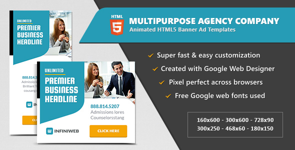 Multipurpose Agency Company – HTML5 Banner Ad Templates Nulled