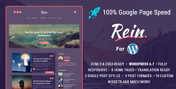 Rein – Minimal Lightweight Dark Theme for WordPress Nulled