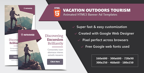 Vacation Outdoors Tourism – HTML5 Banner Ad Templates Nulled