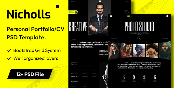 Nicholls – Personal Portfolio/CV PSD Template.