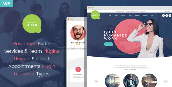 Qhab – Сoworking and Office Space WordPress Theme Nulled