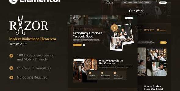 Razor – Modern Barbershop Elementor Template Kit