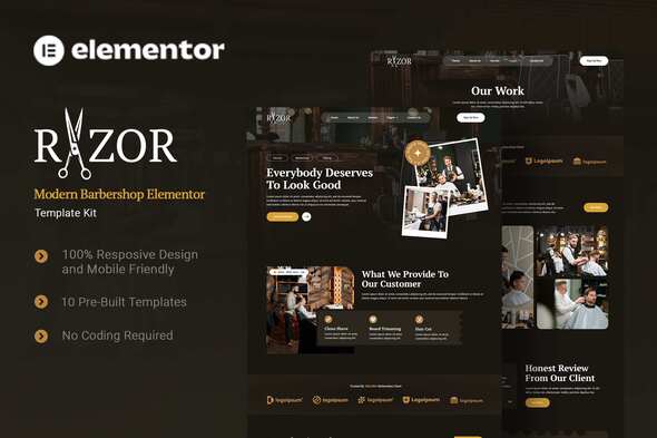 Razor – Modern Barbershop Elementor Template Kit — Business Services preview