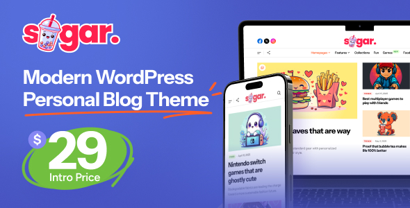 Sugar – Modern WordPress Personal Blog Theme Nulled