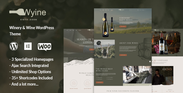 Wyine – Winery, Wine Shop Theme