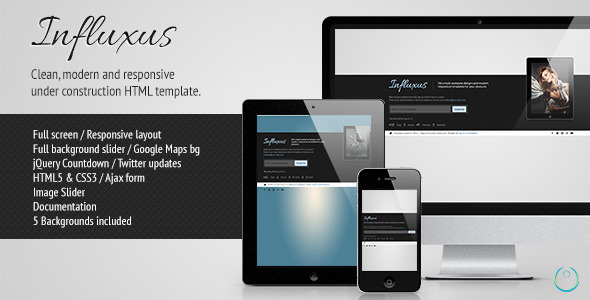 Influxus – Responsive Under Construction Template — Site Templates preview