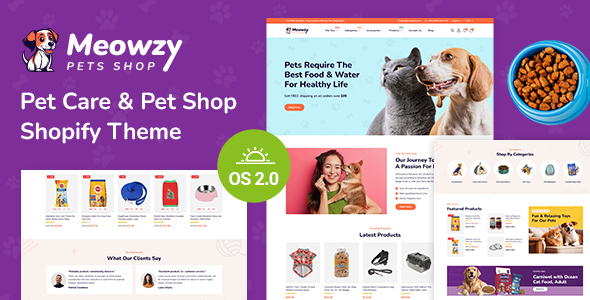 Meowzy – Pets Food and Accessories Store Shopify 2.0 Responsive Theme