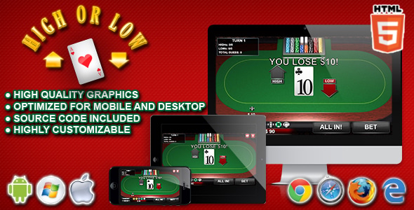 High or Low – HTML5 Casino Game — Games preview