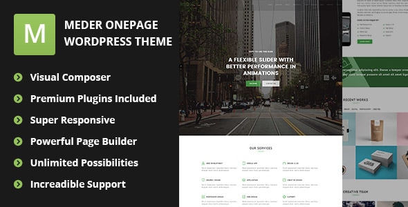 Meder – Simple One Page WordPress Theme Nulled