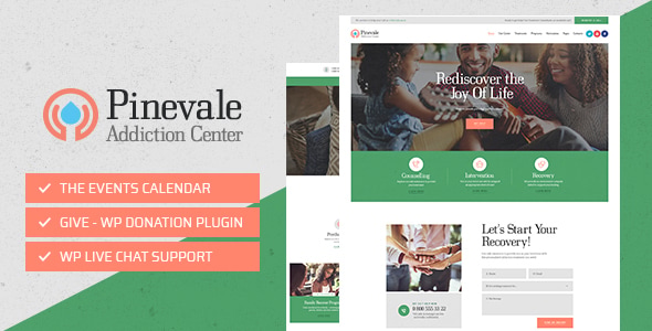 Pinevale | Addiction Recovery and Rehabilitation Center WordPress Theme Nulled
