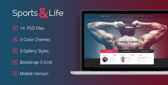 Sports&Life – Gym & Fitness PSD Template