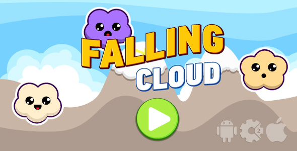 Falling cloud – HTML5 game + mobile. Cocoon ADS. Construct 2 (.capx)