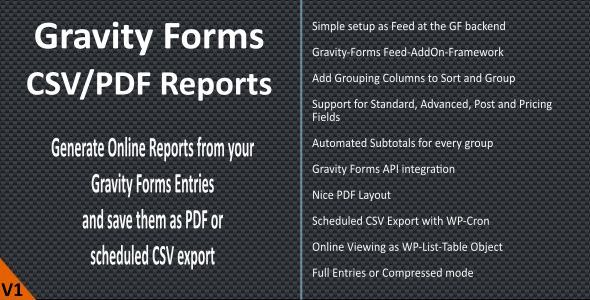 Gravity Forms CSV/PDF Reports Nulled