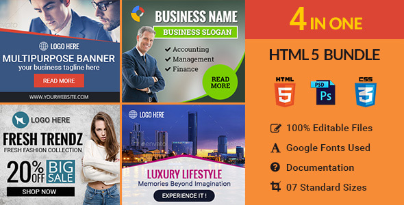 Banner Bundle – 4 in 1 HTML5 Ad Templates Nulled
