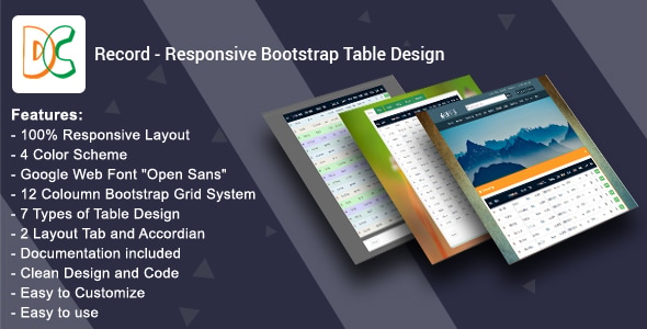 Record – Responsive Bootstrap Table Design