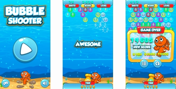 Bubble Shooter – HTML5 Game + Android + AdMob (Construct 3 | Construct 2 | Capx)