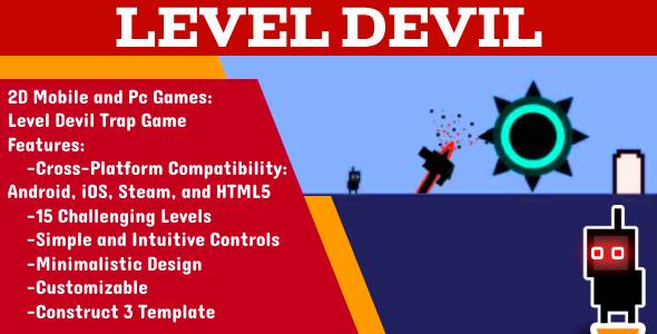 level devil Tricky Trap Adventure mobile game (android, ios, html5 ..)- 15 Challenging Levels Nulled