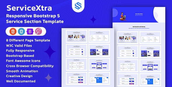 ServiceXtra – Responsive Bootstrap 5 Service Section Template
